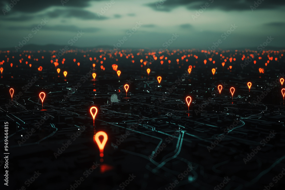 Poster gps pin location icon for navigation or map, generative ai