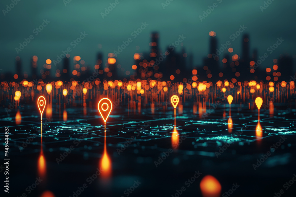 Poster gps pin location icon for navigation or map, generative ai
