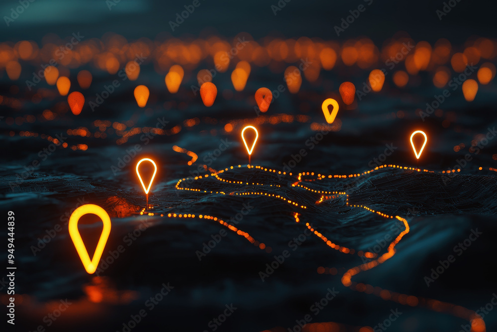 Poster gps pin location icon for navigation or map, generative ai