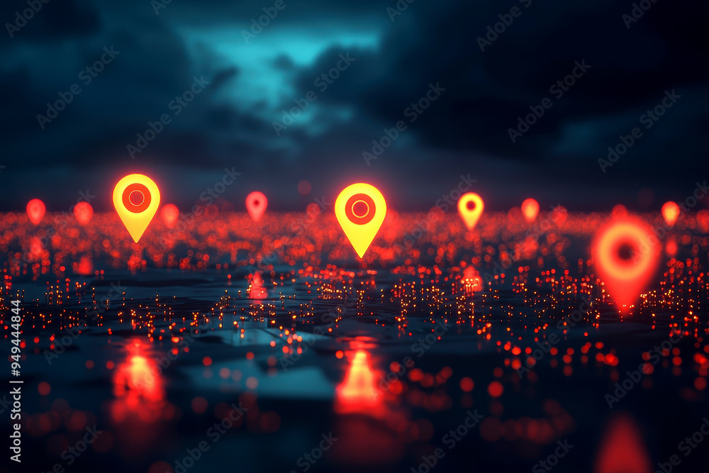 Poster gps pin location icon for navigation or map, generative ai