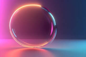 Glowing Transparent Bubble with Neon Border in Ultra HD Digital Art