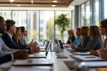 a diverse group of stakeholders engaged in a strategic meeting. collaboration, leadership buy-in, and active participation in driving the firm towards a knowledge-centric future.