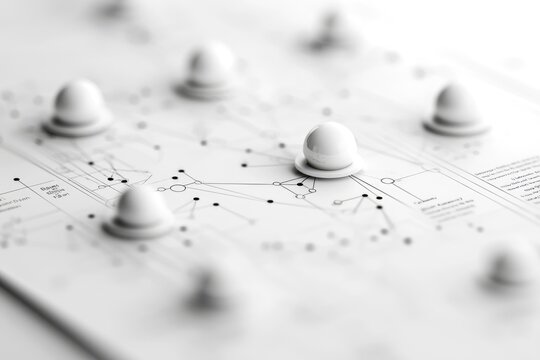 Wireframe of a website layout with focus on user navigation paths, intuitive design concept, seamless user experience