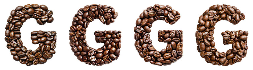 Alphabet letter G Coffee beans, PNG set