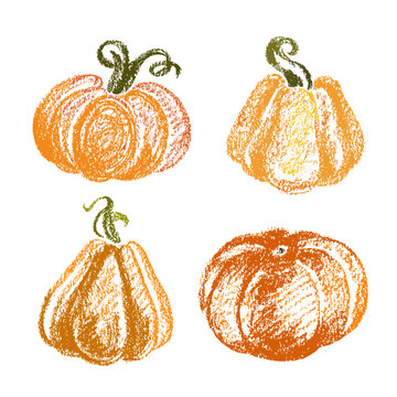 Delightful collection of four artistic pumpkins that are perfect for all your autumn and Thanksgiving Day themed designs