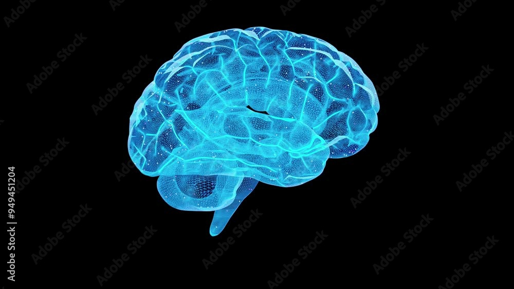 Poster brain digital. circuit board connections in brain. animation seamless looping. can be used in backgr