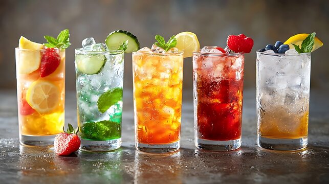 Invigorating summer drinks infused with lemon, cucumber, mint, and vibrant berries.