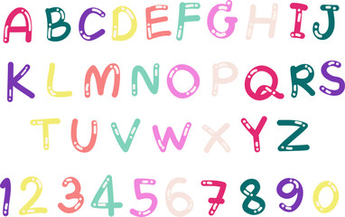 vector of reteo color doodle alphabet and numbers set