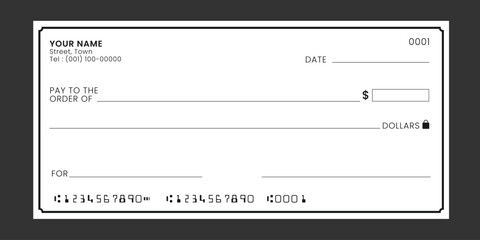 Blank check business cheque template design. Vector