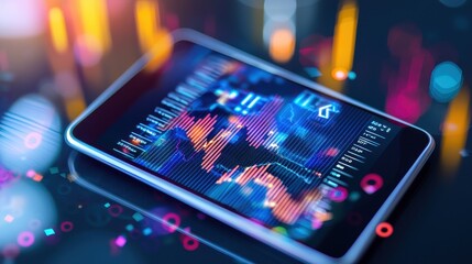 Smartphone Screen Displaying Stock Market Data and Charts