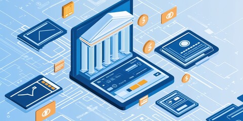 Obraz premium Online Banking Digital Finance Mobile Payment Financial Technology Secure Transaction