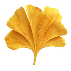 Golden ginkgo biloba leaf isolated on white background. Vibrant, detailed botanical illustration. Ideal for nature, art, and design projects.