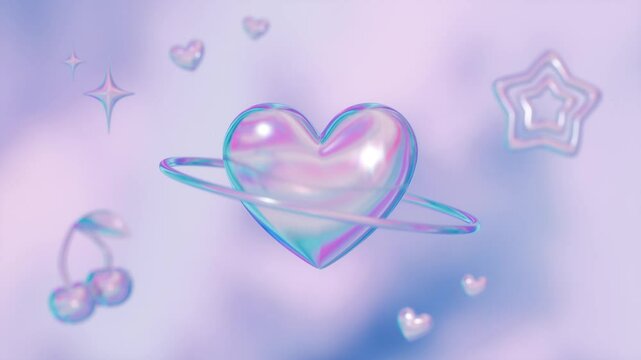 Y2K Holographic Heart and Shape Seamless Loop Animation