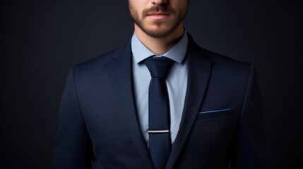 Businessman in a tailored suit looking professional Close-up