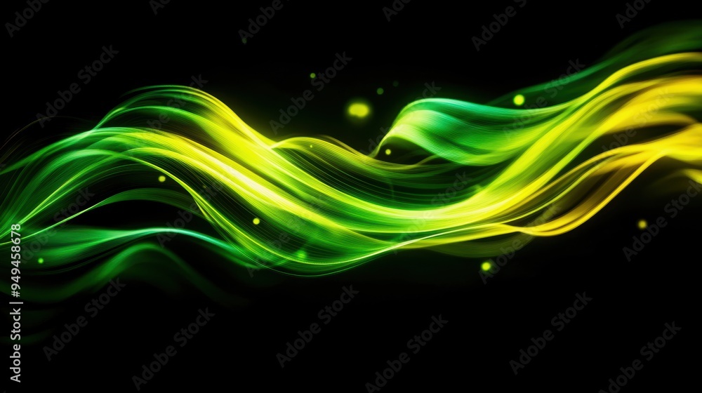 Aufkleber bright lime green and yellow bands of light twisting and swirling, creating a lively abstract compos