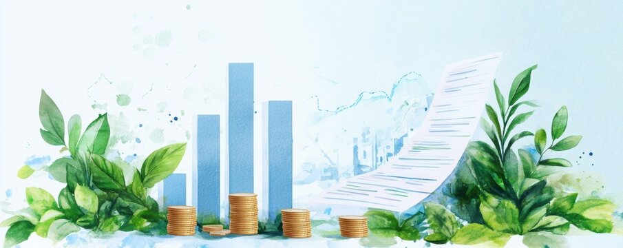 This financial report presents an end-of-year analysis, combining detailed financial metrics with a visually appealing design.