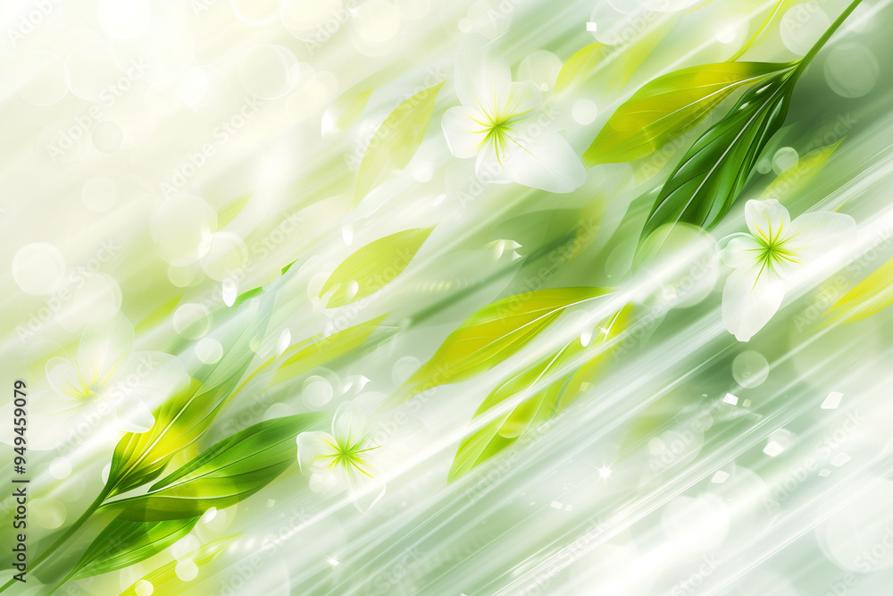 Poster abstract background image of green leaves and flowers with a motion blur effect speed diagonal leaf 
