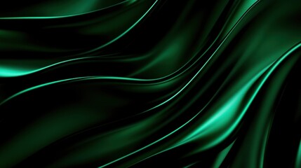 Obraz premium Smooth gradient of deep emerald transitioning to black, with Art Deco-inspired geometric waves and the sharp, refined lines of modernism