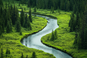 Fototapeta premium Winding river through a forest