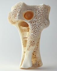 Obraz premium Closeup of a Porous Bone with Visible Trabeculae and Marrow Cavity - Medical Illustration