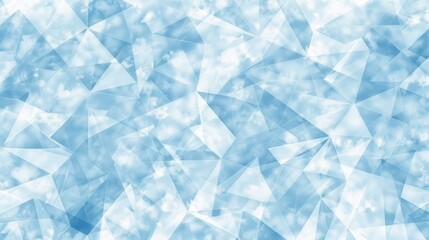 Fototapeta premium This trendy background showcases an abstract arrangement of triangle patterns in soft pastel blue and white, ideal for modern design applications