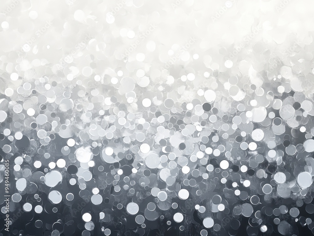 Poster abstract silver and white bokeh background with gradient - shimmering circles for design and texture