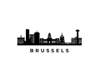 Fototapeta premium Vector Brussels skyline. Travel Brussels famous landmarks. Business and tourism concept for presentation, banner, web site.