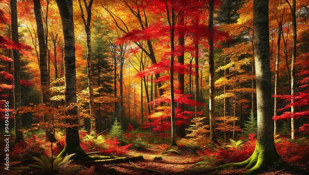 Wall mural autumn forest background