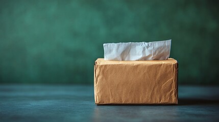 Fototapeta premium A recycled brown tissue box with a minimalist design