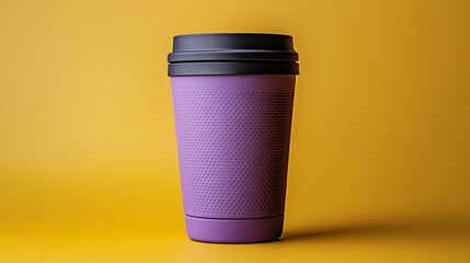 Light Lavender Tumbler with Silicone Grip on Yellow Background