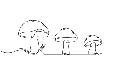 Abstract shaped bell mushroom. single line bell mushroom icon, Magic mushrooms illustration. One line hand drawn mushroom outline vector illustration, One line hand drawn mushroom outline vector 