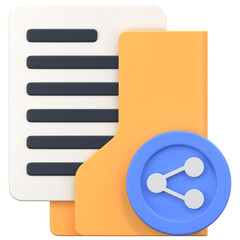 share folder with share sign 3D Icon Illustration. Low Poly Style