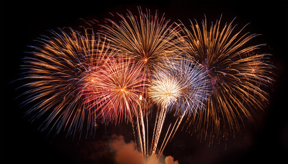 Obraz premium Fireworks Exploding on Black