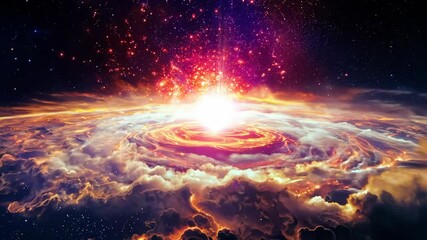 Exploring the breathtaking formation of a galaxy in vibrant colors during the cosmic events of the universe