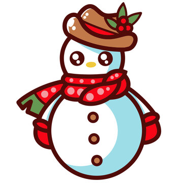 recommend clip art: Christmas Cute Snowman Character SVG PNG. Snowman with Hat, Red Scarf and Glove.