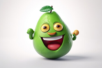 Smiling Avocado Cartoon Character Giving Thumbs Up Playful 3D Illustration for Advertising Kids Content Healthy Eating Branding Campaigns