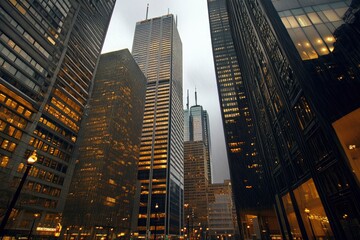 Obraz premium Business skyscrapers in the Financial District, Toronto Downtown, ai