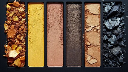 Fototapeta premium Warm-toned makeup palette with shimmering metallic shades