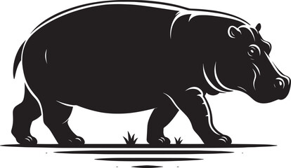 Hippo Silhouette isolated on white background Minimalist hippo vector illustration