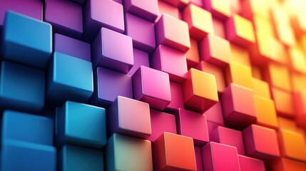 Obraz premium A vibrant abstract background featuring colorful 3D cubes in a dynamic arrangement.