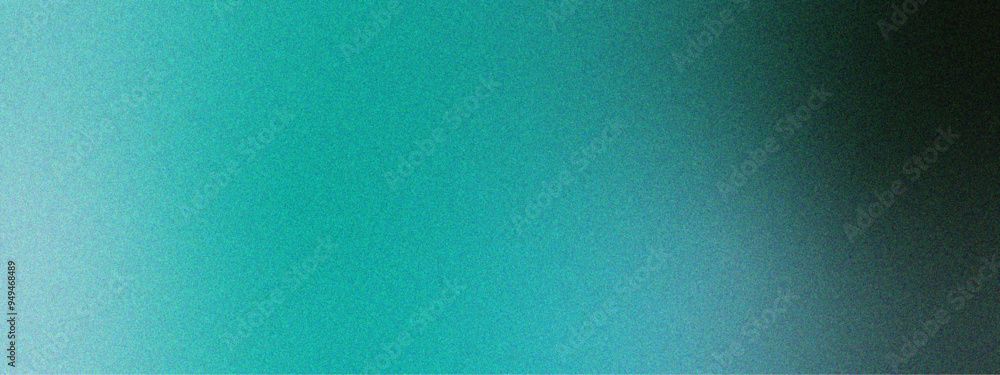 Poster Abstract textured background in turquoise blue with vignette. Grainy green blue gradient background glowing light noise texture. light to dark ocean green smooth noise texture