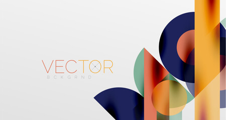 Circles and shadows. Colorful round elements with triangles, semi circles and other shapes. Vector Illustration For Wallpaper, Banner, Background, Card, Book Illustration, landing page