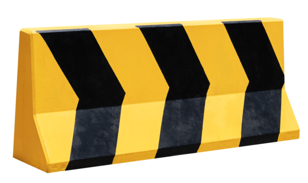 Mock up black and yellow pattern concrete barrier