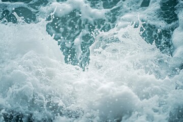 Ocean water background with foam. Ocean water splash. Not a calm , ai
