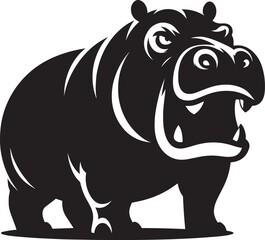 Hippo Silhouette isolated on white background Minimalist hippo vector illustration