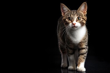 Obraz premium cute cat standing full body looking at camera , ai