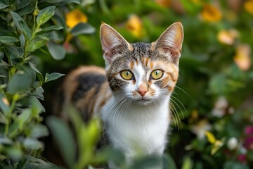 Fototapeta premium cute cat standing full body looking at camera , ai