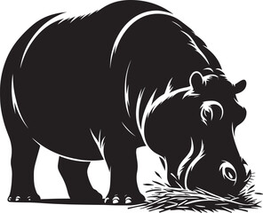 Hippo Silhouette isolated on white background Minimalist hippo vector illustration
