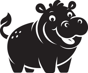 Hippo Silhouette isolated on white background Minimalist hippo vector illustration