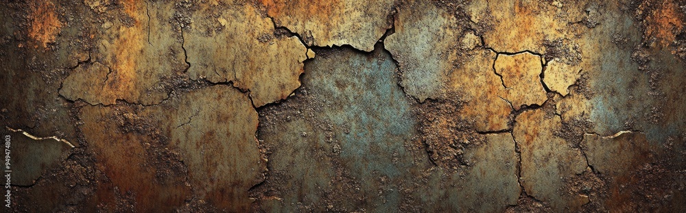 Aufkleber 3d rendering of an old grunge weathered wall background featuring an abstract backdrop with cracks s